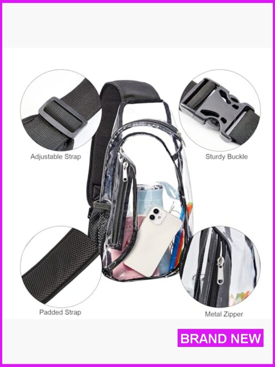 Clear Sling Bag Stadium Approved PVC Crossbody Backpack Casual Daypack Hiking main image 4